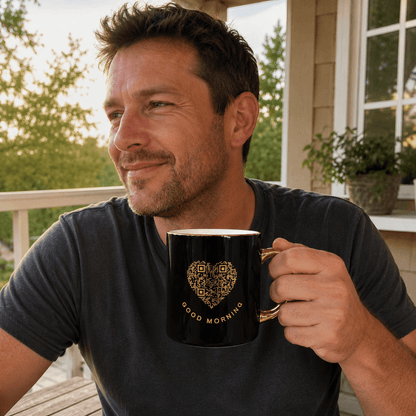 The MenKind Mug™ in use during a morning routine